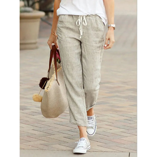 Autumn Pants Black Drawstring Elastic Waist Cotton Casual loose Pants.