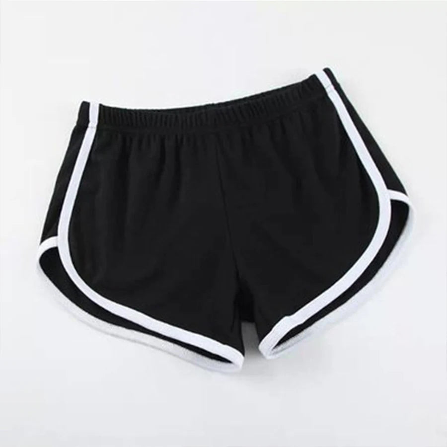 Stretch Waist Casual Shorts, High Waist Black White Shorts.