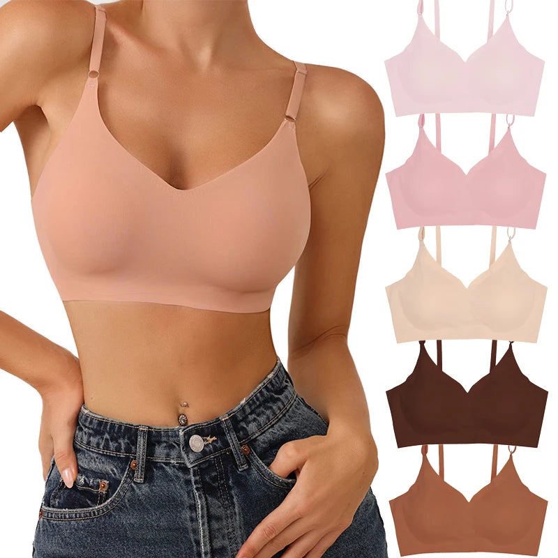 Laser Cut Seamless Wireless Push Up Bra Basic Crop Top.