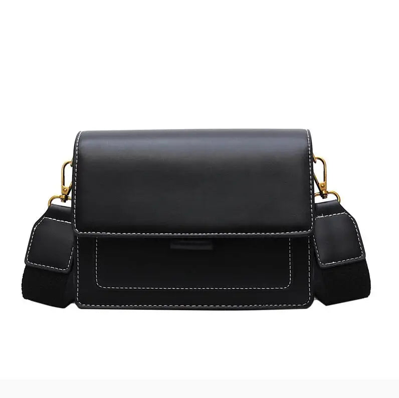 Contrast color Leather Crossbody Bags For Women Travel Handbag.