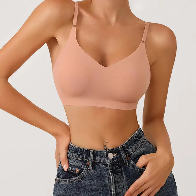 Laser Cut Seamless Wireless Push Up Bra Basic Crop Top.