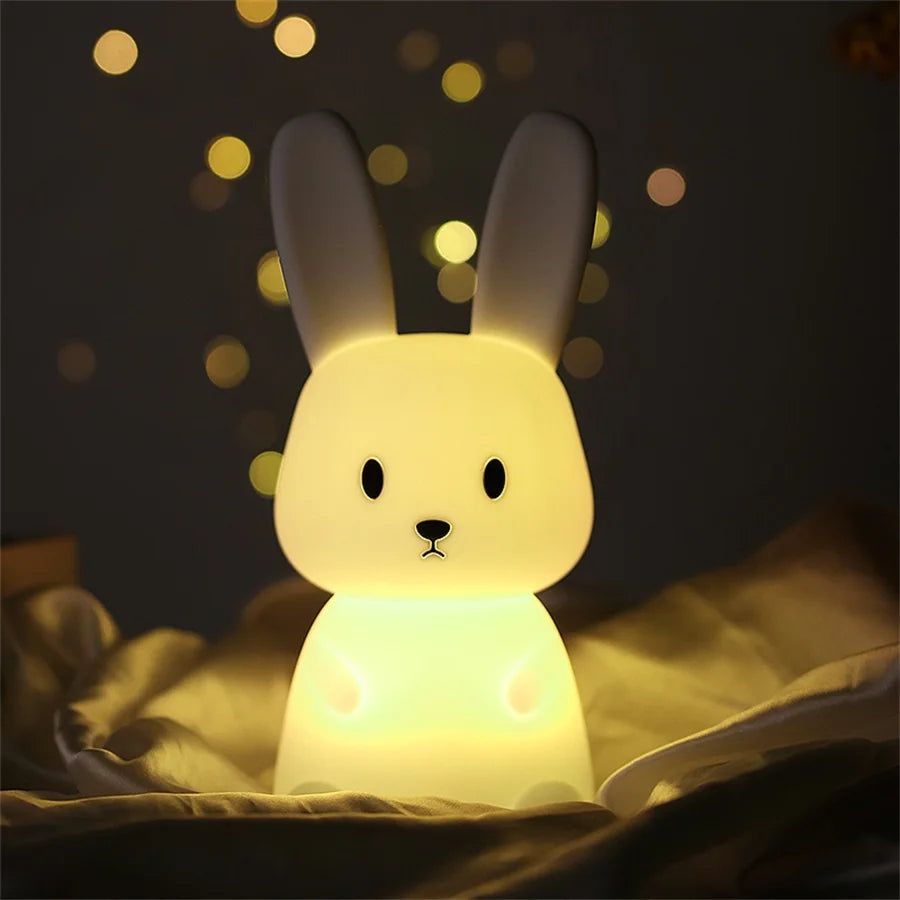 Dimmable Rabbit LED Night Light Silicone Cartoon Lamp