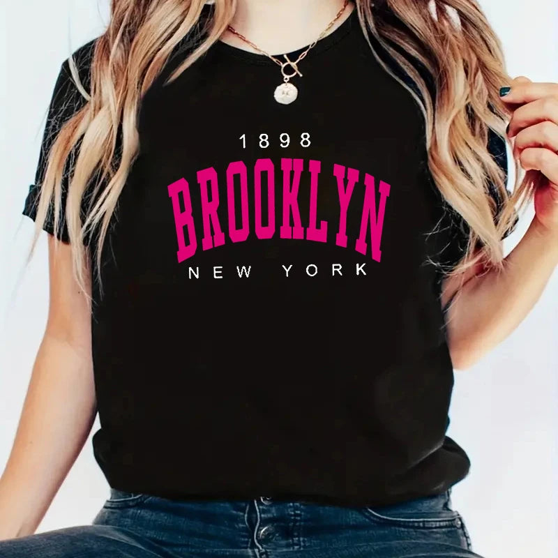 2024 New Summer Women T Shirt 1898 Brooklyn New York.