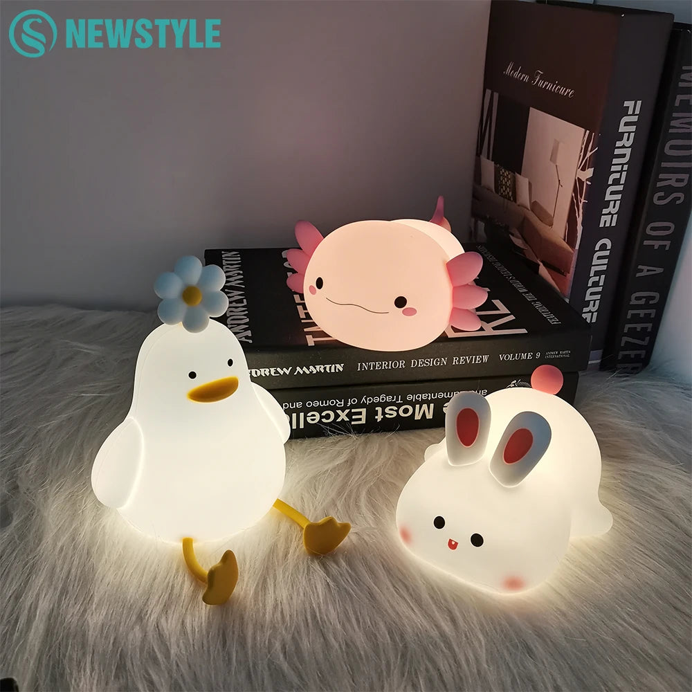 Cute Axolotl Silicone Night Light for Bedroom