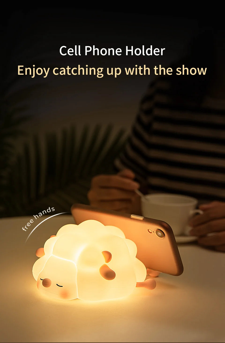 Night Light Cute Sheep Panda Silicone Lamp USB Rechargeable.