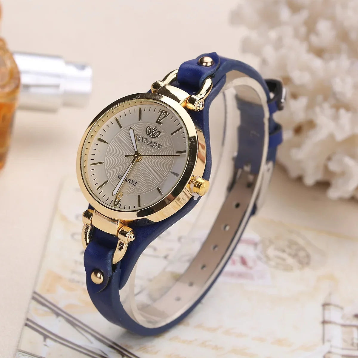 2024 Quartz Watch PU Leather Thin Strap Ladies Watch Relojes Para Mujer.