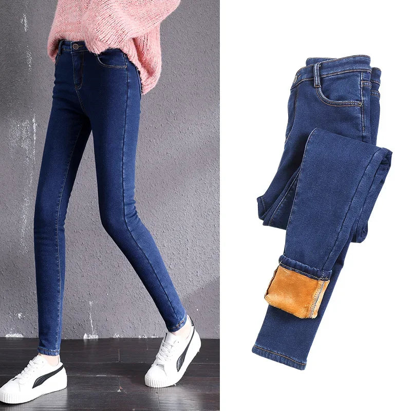 Women's Jeans High-Waisted Slimming Fleece-Lined.