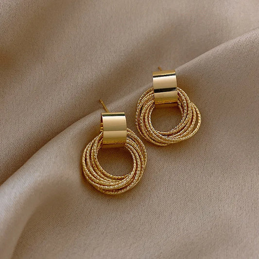 Gold Color Multiple Small Circle Stud Earrings