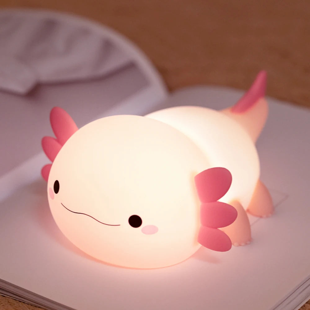 Cute Axolotl Silicone Night Light for Bedroom