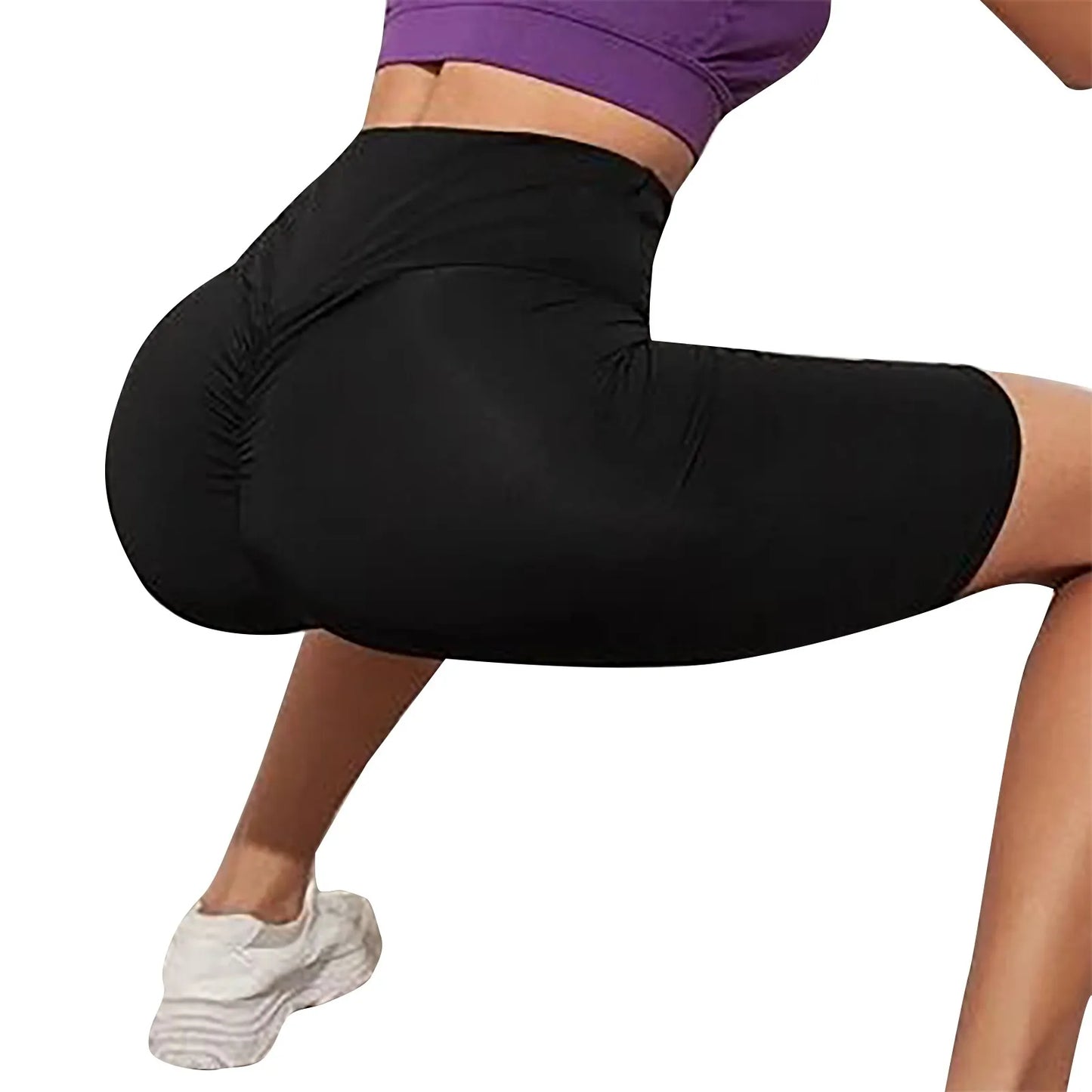 Solid Color Hip Lift Short Fitness High Waisted Sport Running Leggings.