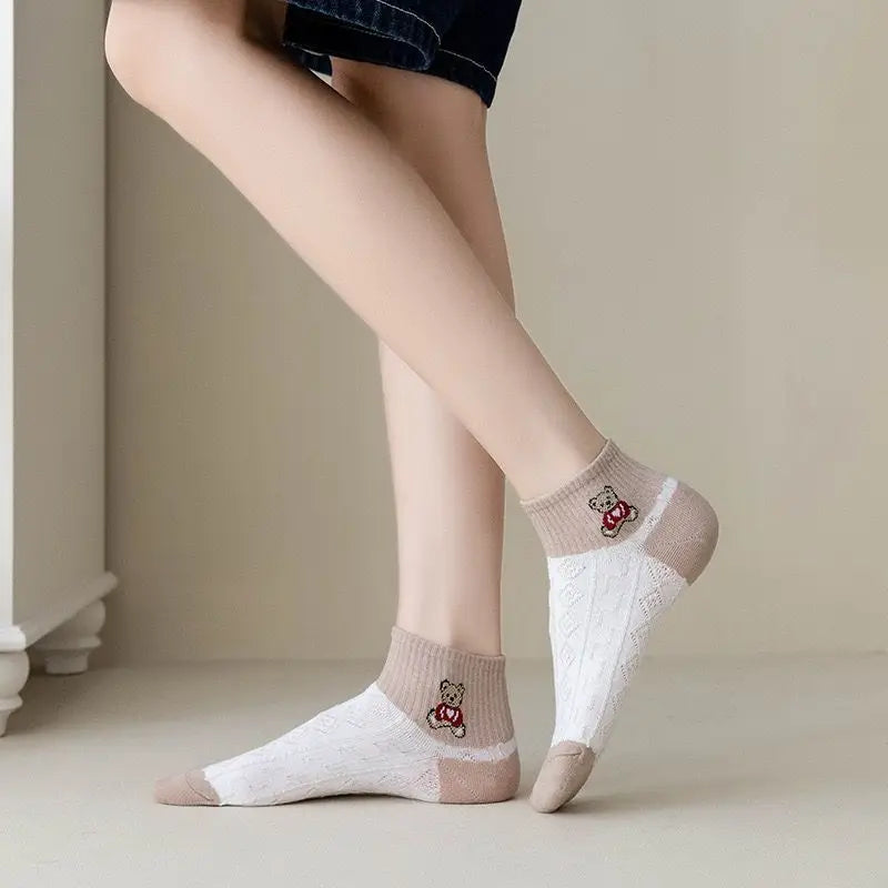 5 Pairs Women Socks Cotton Animal Print High Quality.