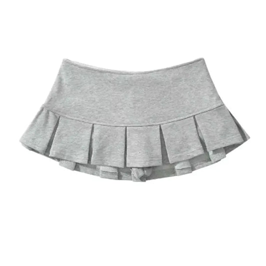 Mini Skirt Women Low Waist Wide Pleat.