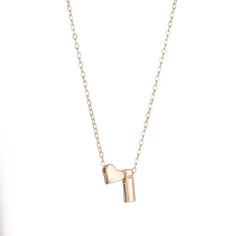 Fashion Tiny Heart Dainty Initial Necklace Gold Silver Color Letter Name Choker.