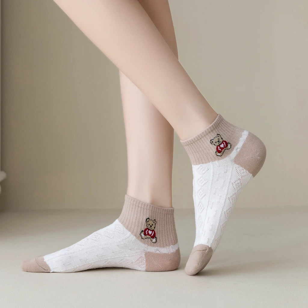 5 Pairs Women Socks Cotton Animal Print High Quality.