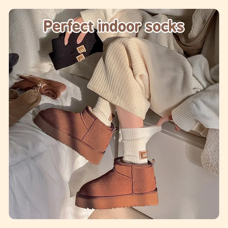 Winter Solid Warm Velvet Thickened Pile Socks