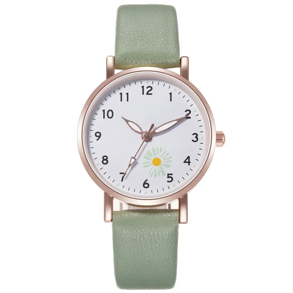 Luxury Luminous Retro Watch Back Leather Strap Quartz Montre Femme.