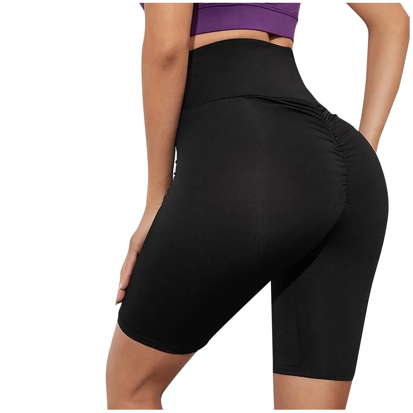 Solid Color Hip Lift Short Fitness High Waisted Sport Running Leggings.