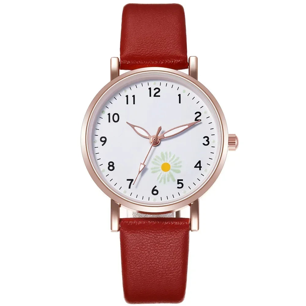 Luxury Luminous Retro Watch Back Leather Strap Quartz Montre Femme.