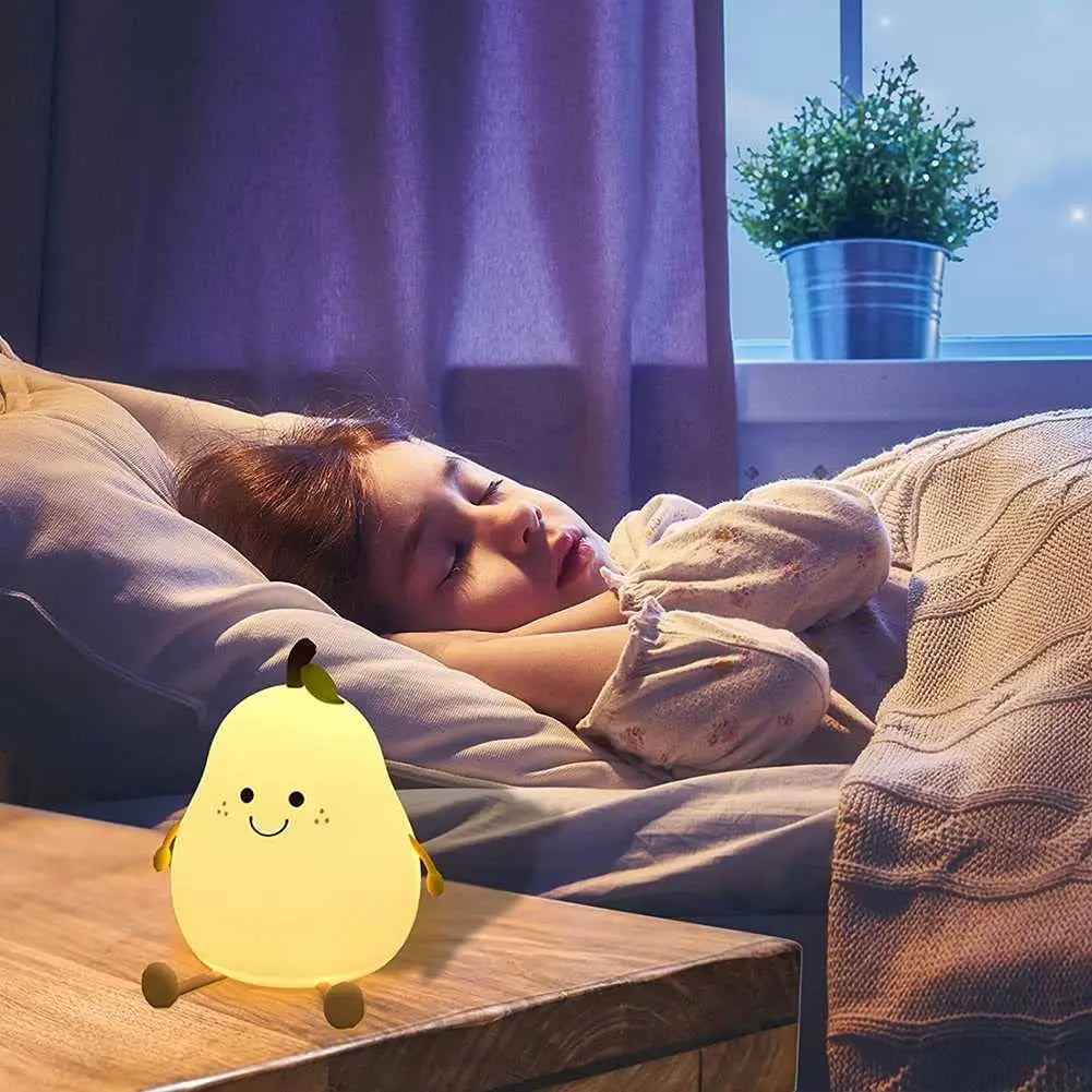 Cute Pear Shaped Dimmable Silicone Night Light for Kids