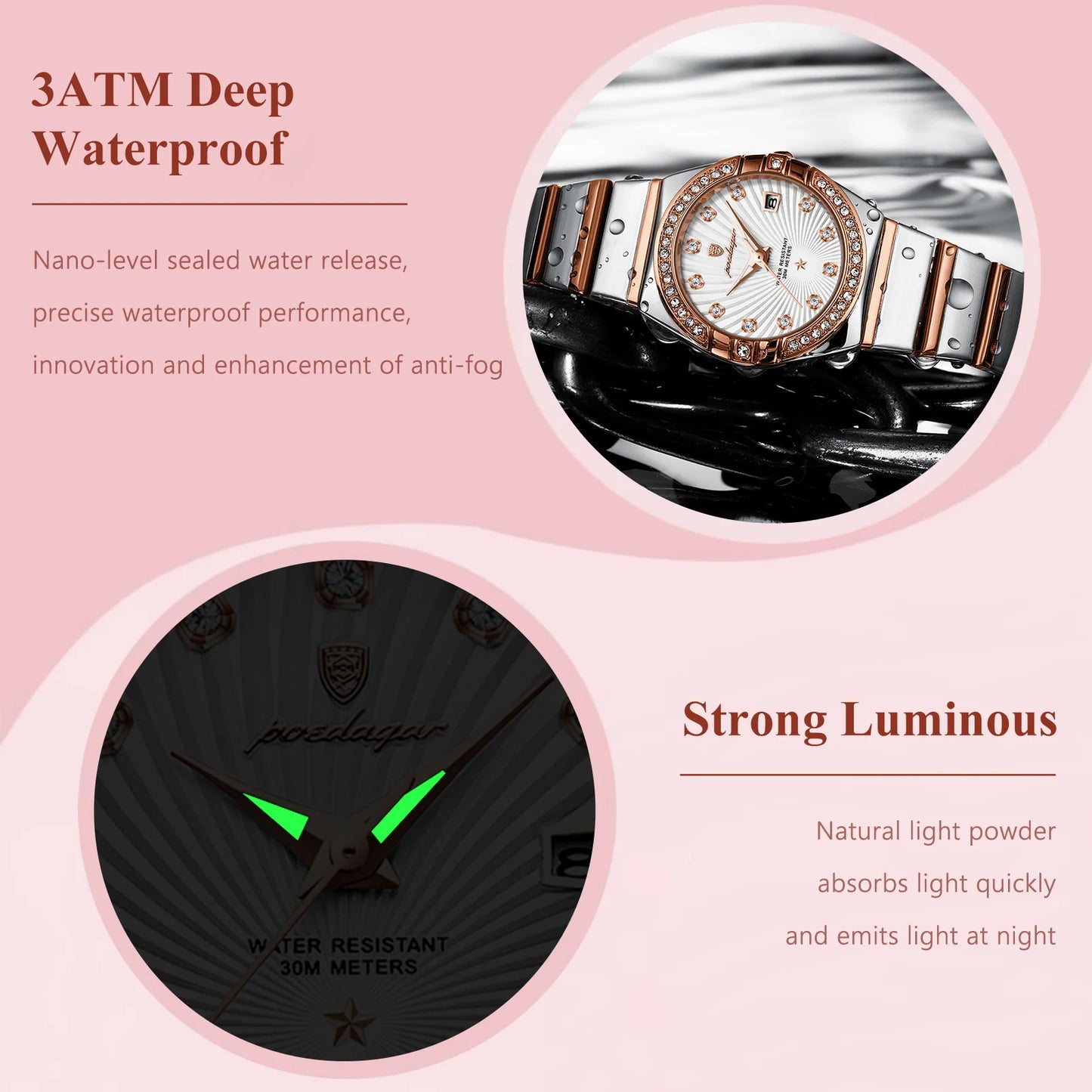 POEDAGAR Luxury Wristwatch Waterproof Luminous Date Watch.