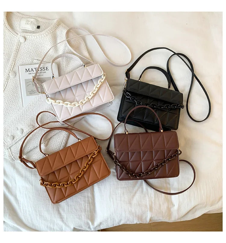 Solid Plaid Crossbody Bags For Women.