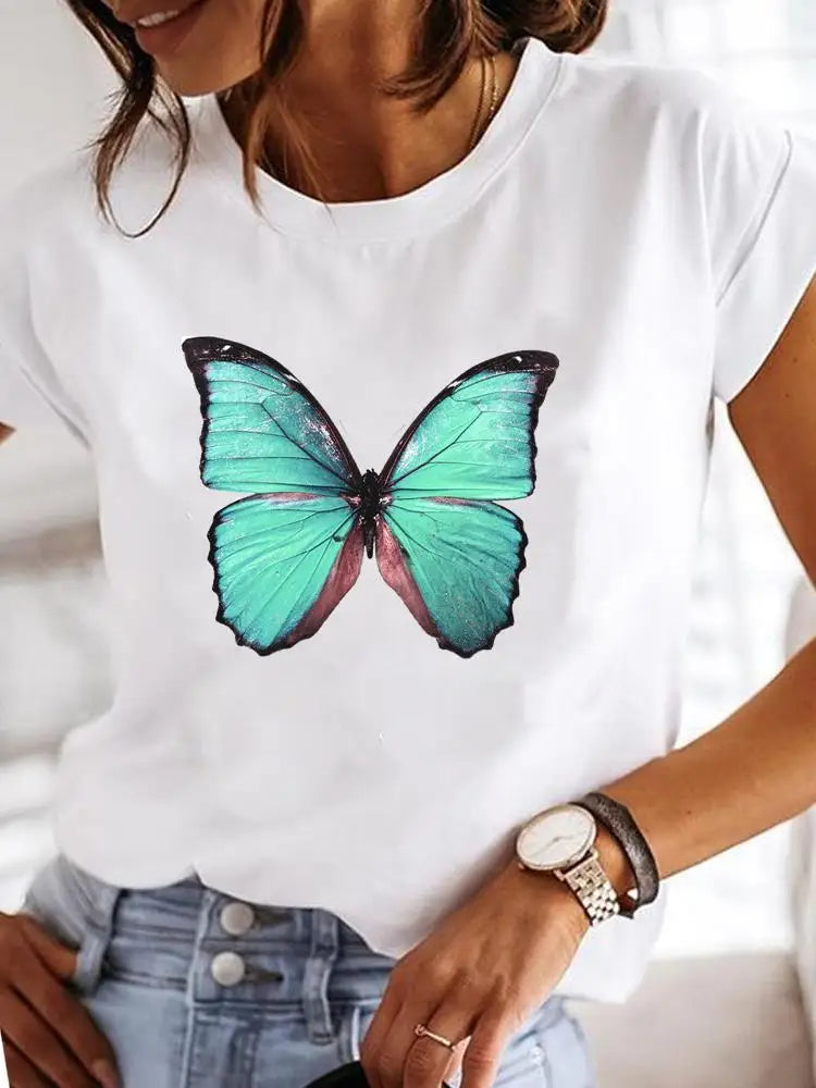 Ladies Fashion Female Graphic Women Love Heart T-shirts.