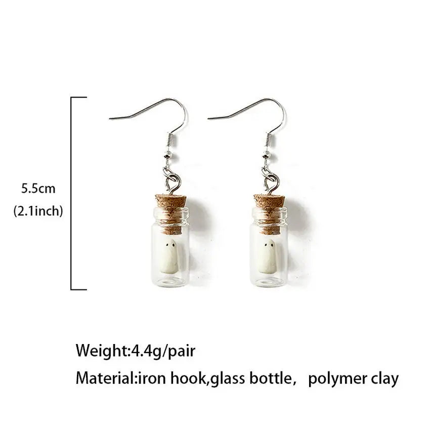 Ghost in Bottle Earrings Glow in the Dark.