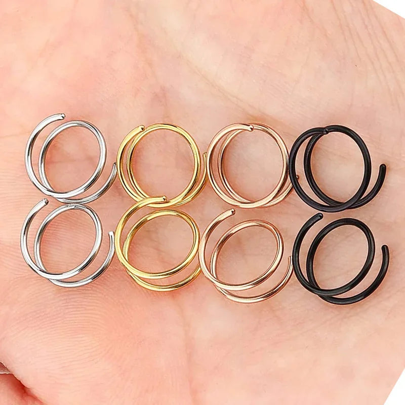 Double Spiral Nose Hoop Ring Silver Color