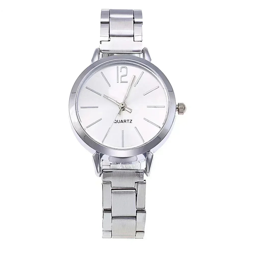 Ladies Simple Digital Alloy with Quartz Watch Bracelet 2pcs Set.