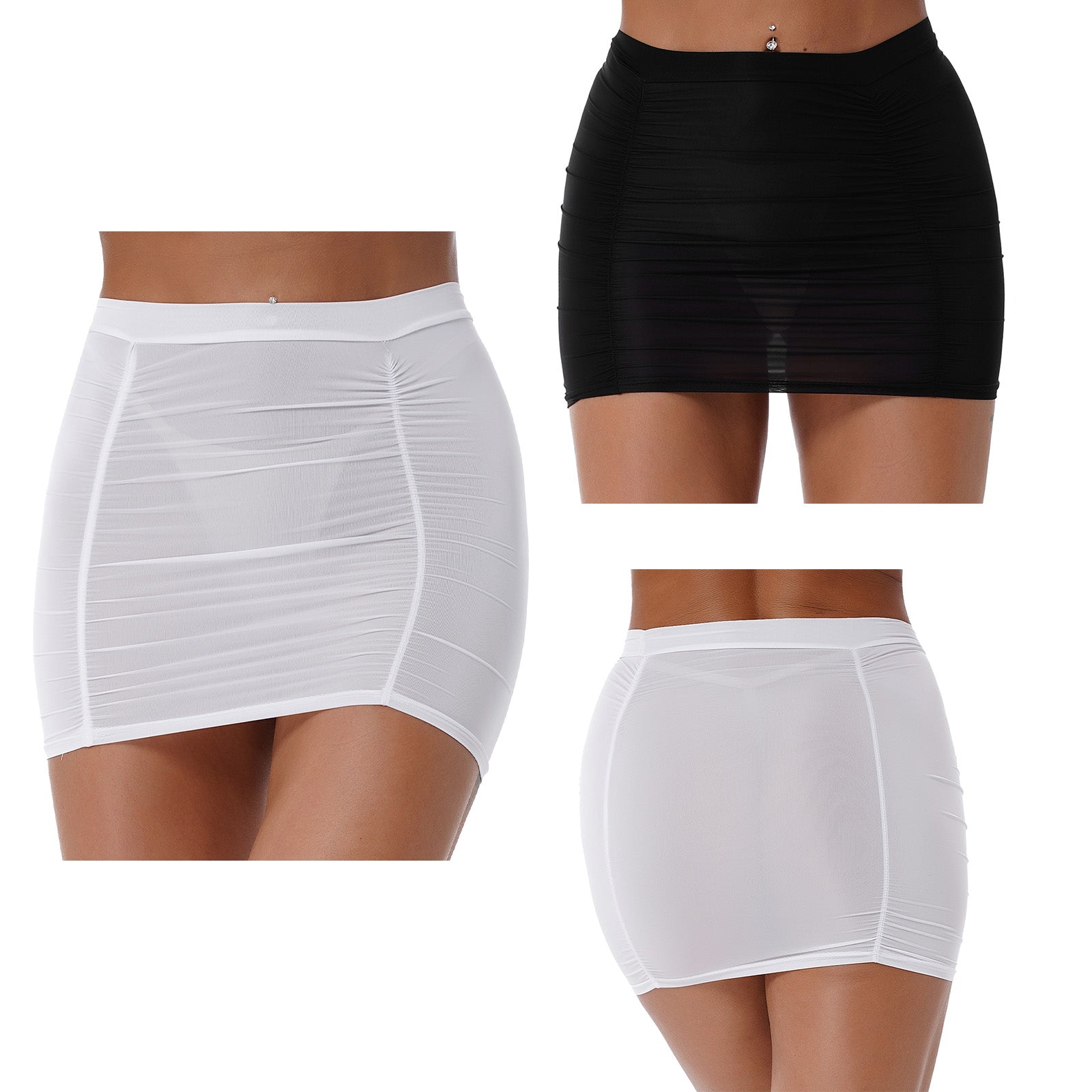 Ladies Mid Waist Stretchy Miniskirt.