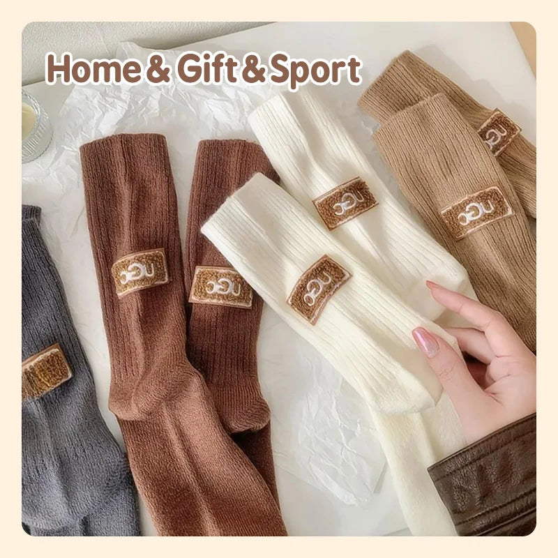 Winter Solid Warm Velvet Thickened Pile Socks