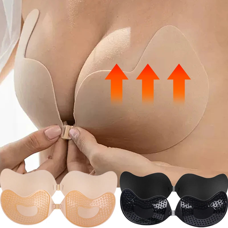 Invisible Push Up, Backless, Strapless Bra Seamless Front Closure.