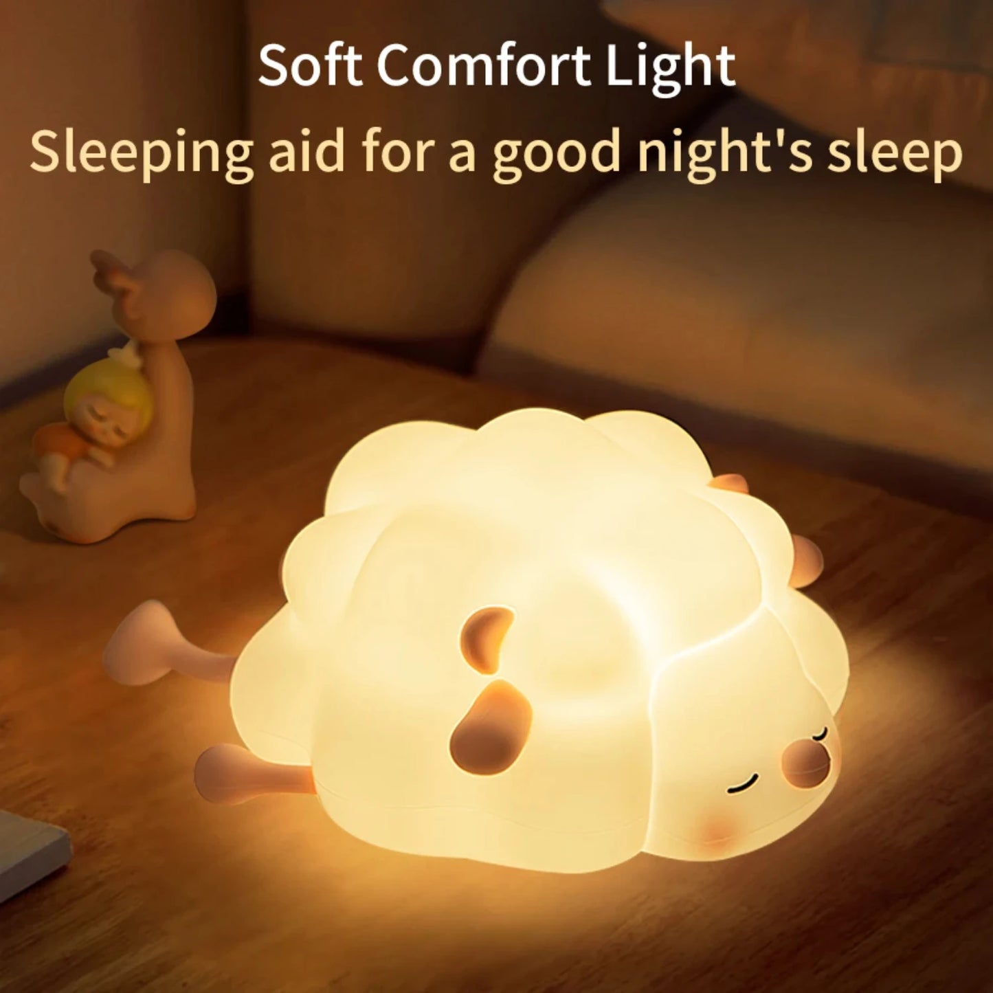 Night Light Cute Sheep Panda Silicone Lamp USB Rechargeable.