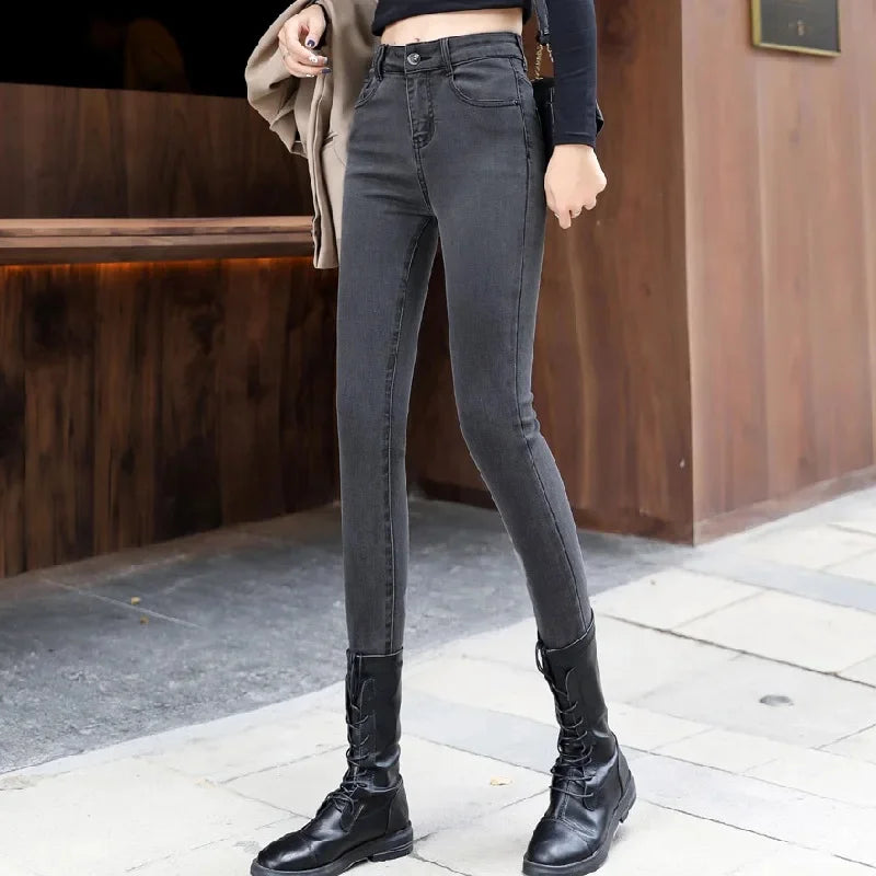 High-Waisted Jeans Women's Autumn/Winter New Slim Fit.