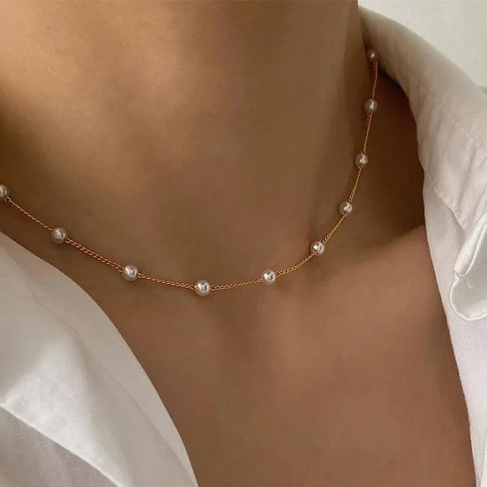 2024 New Fashion Pearl Choker Necklace.