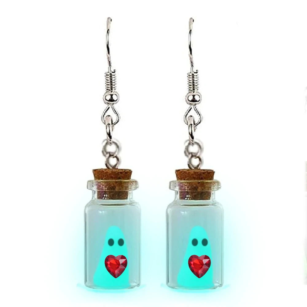 Ghost in Bottle Earrings Glow in the Dark.