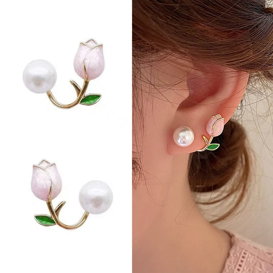 French Luxury Pink Tulip Flower Pearl.