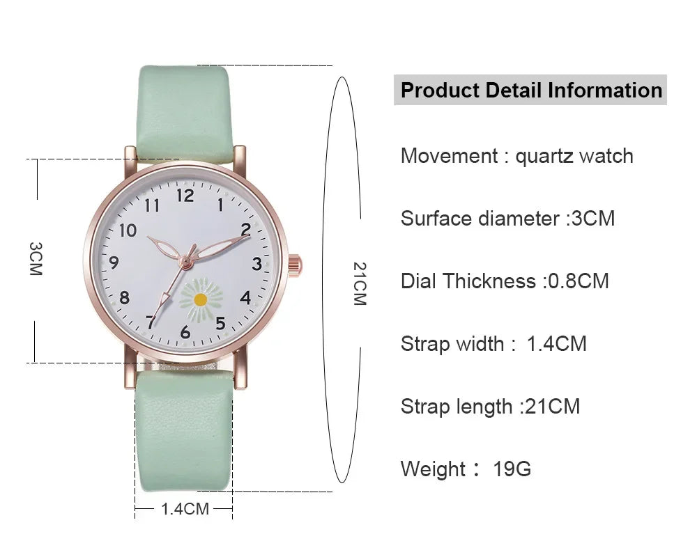 Luxury Luminous Retro Watch Back Leather Strap Quartz Montre Femme.