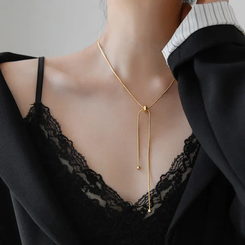 Simple Long Tassel Chain, Adjustable Choker Necklace 2024.