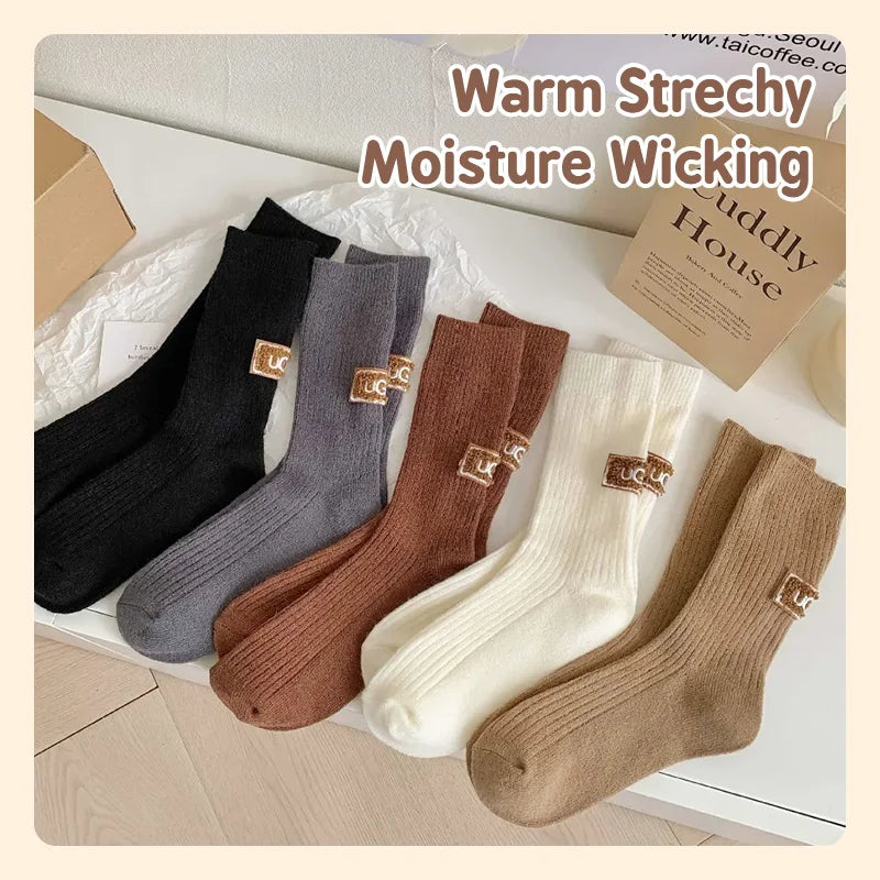 Winter Solid Warm Velvet Thickened Pile Socks