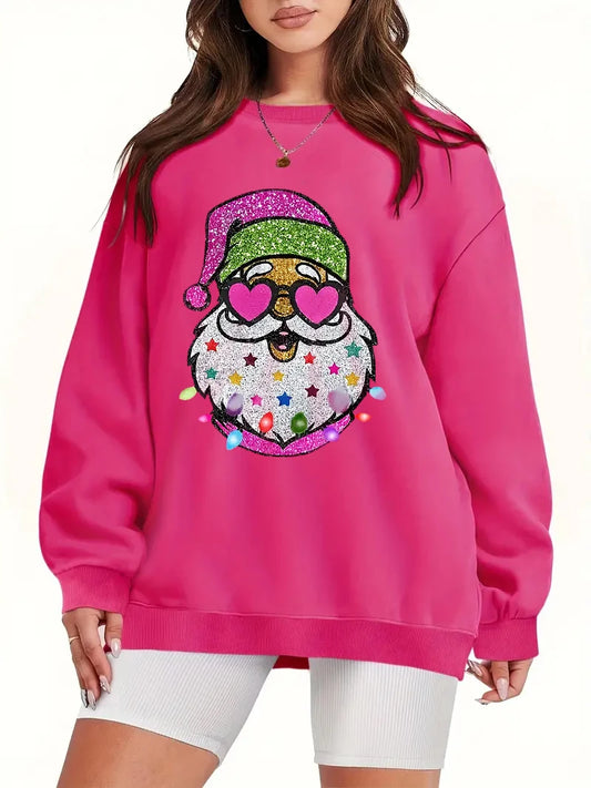 Santa Claus Love Heart Sweatshirt Festive Winter Style