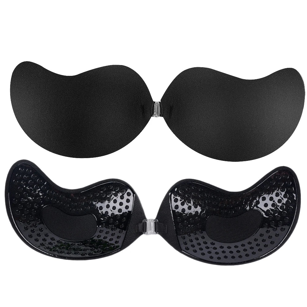 Invisible Push Up, Backless, Strapless Bra Seamless Front Closure.