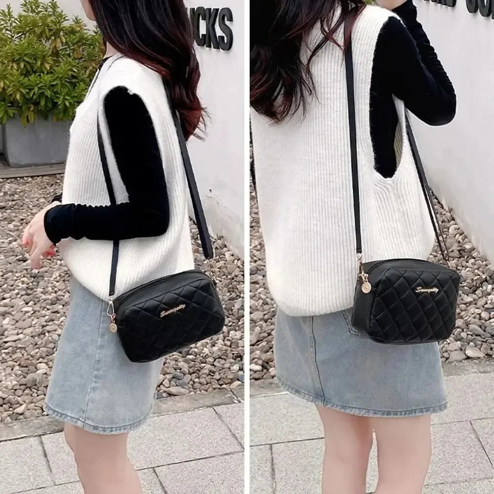 Simple Style Small Shoulder Bags Solid Color Pu Leather.