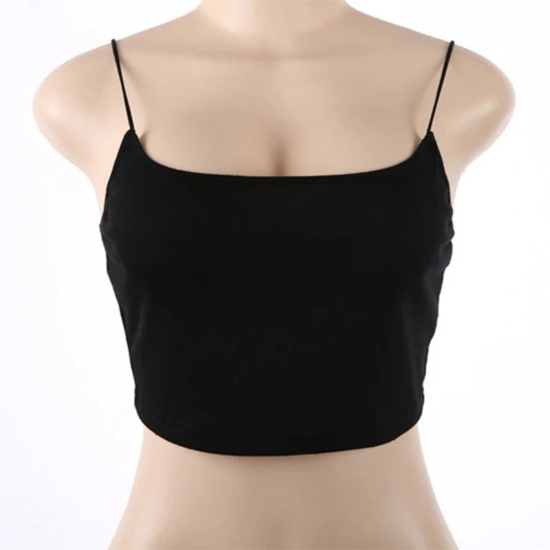 Sexy Vest Sleeveless Cotton Straps Camis Bustier Crop Top.