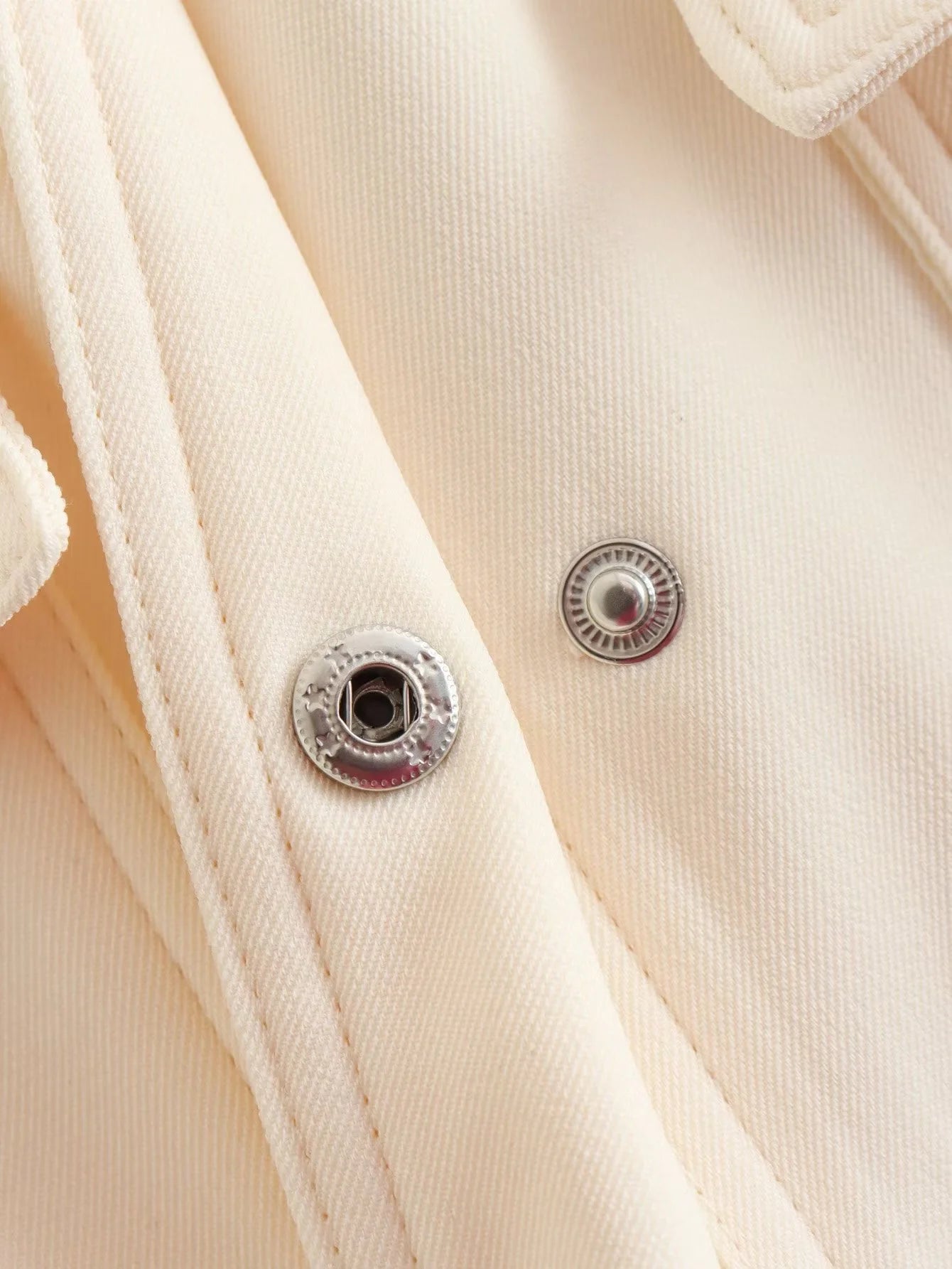 White Autumn Winter Button Baseball Aviator Cropped Jacket