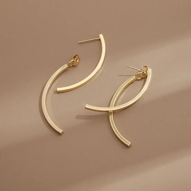 Stylish Cross Arc Long Drop Earrings.