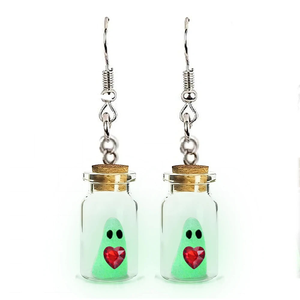 Ghost in Bottle Earrings Glow in the Dark.