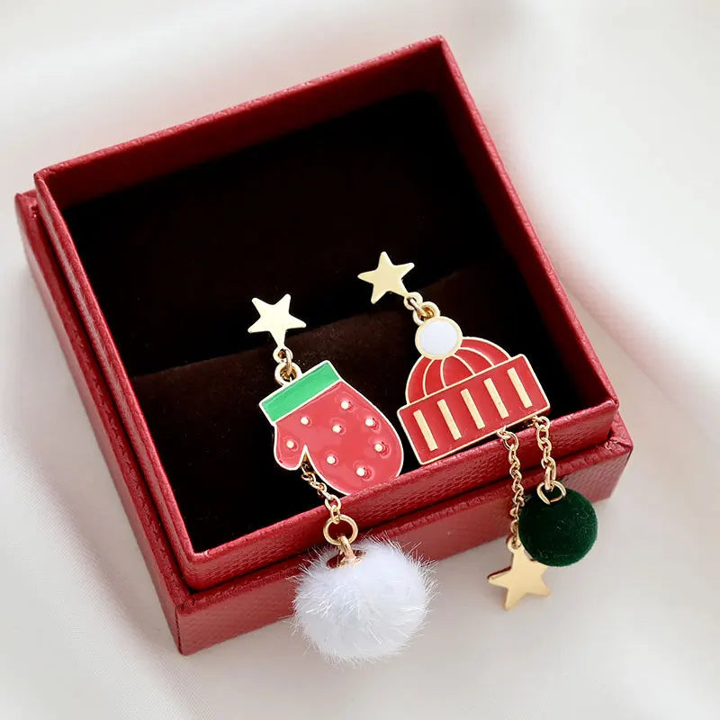 New Christmas Earring Delicate Crystal Bowknot.