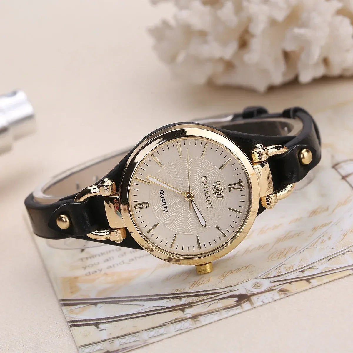 2024 Quartz Watch PU Leather Thin Strap Ladies Watch Relojes Para Mujer.