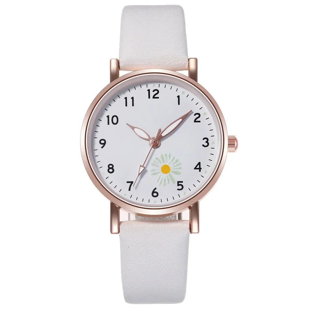 Luxury Luminous Retro Watch Back Leather Strap Quartz Montre Femme.